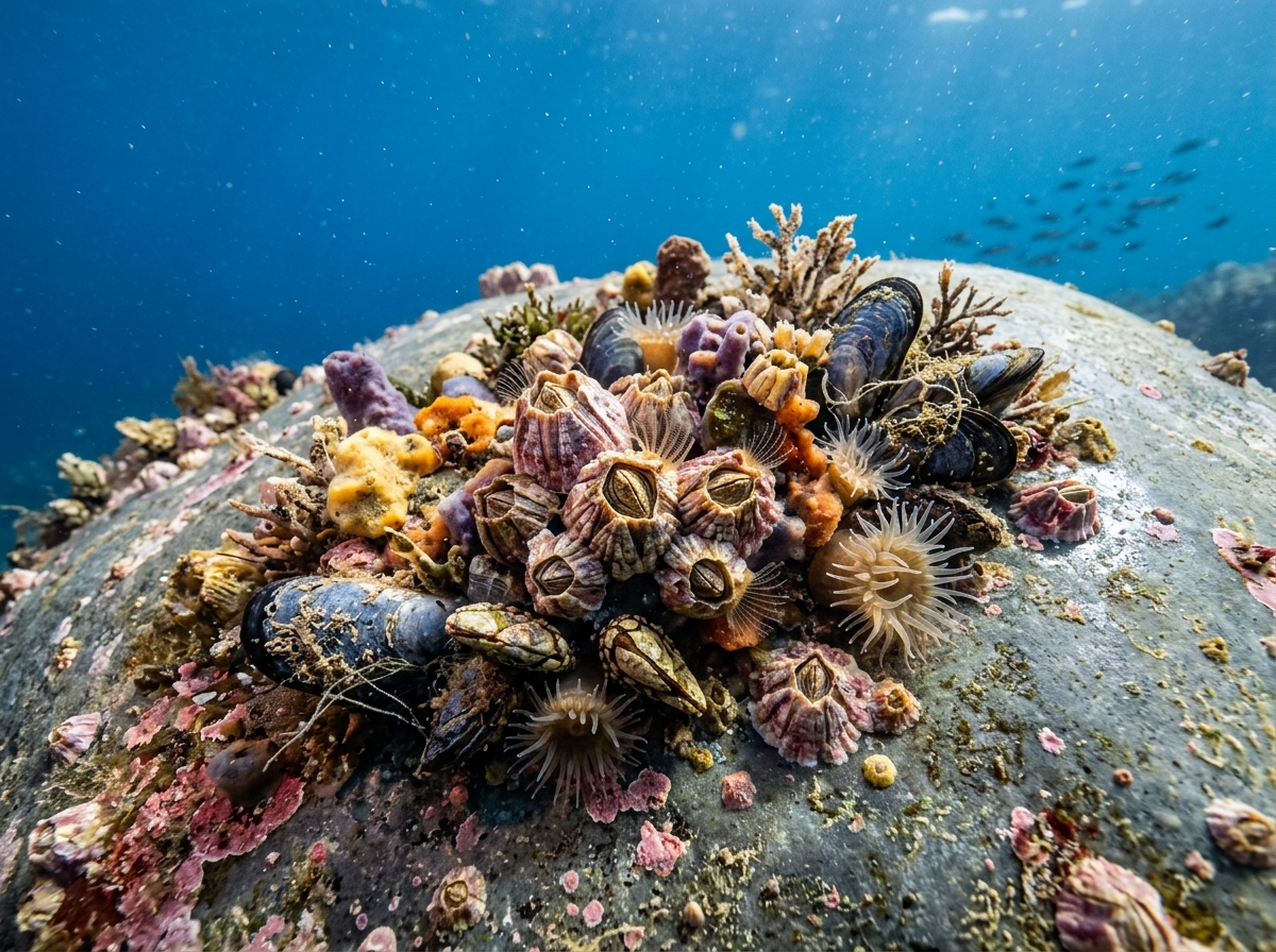해양 부착생물의 근접 모습