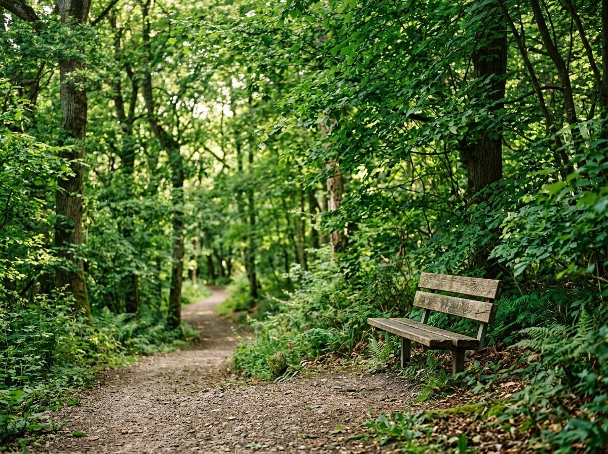 공원 내 평화로운 벤치