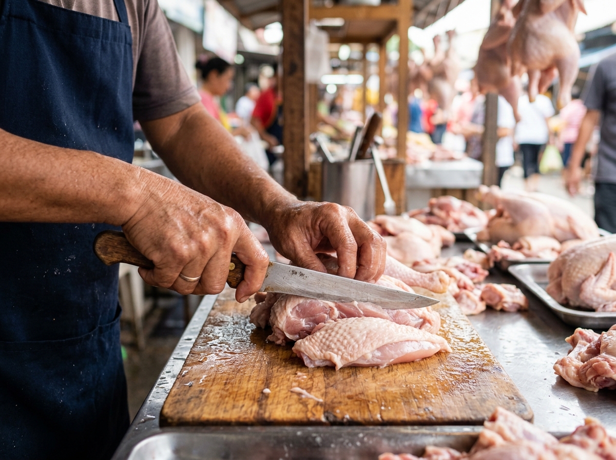 장인의 닭 손질 과정