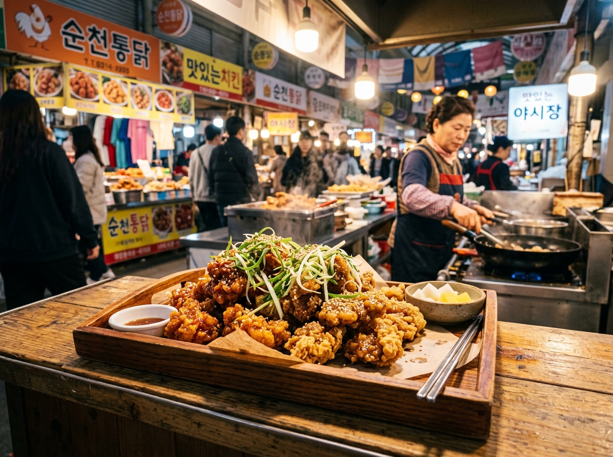 정성이 담긴 시장 통닭 한 상