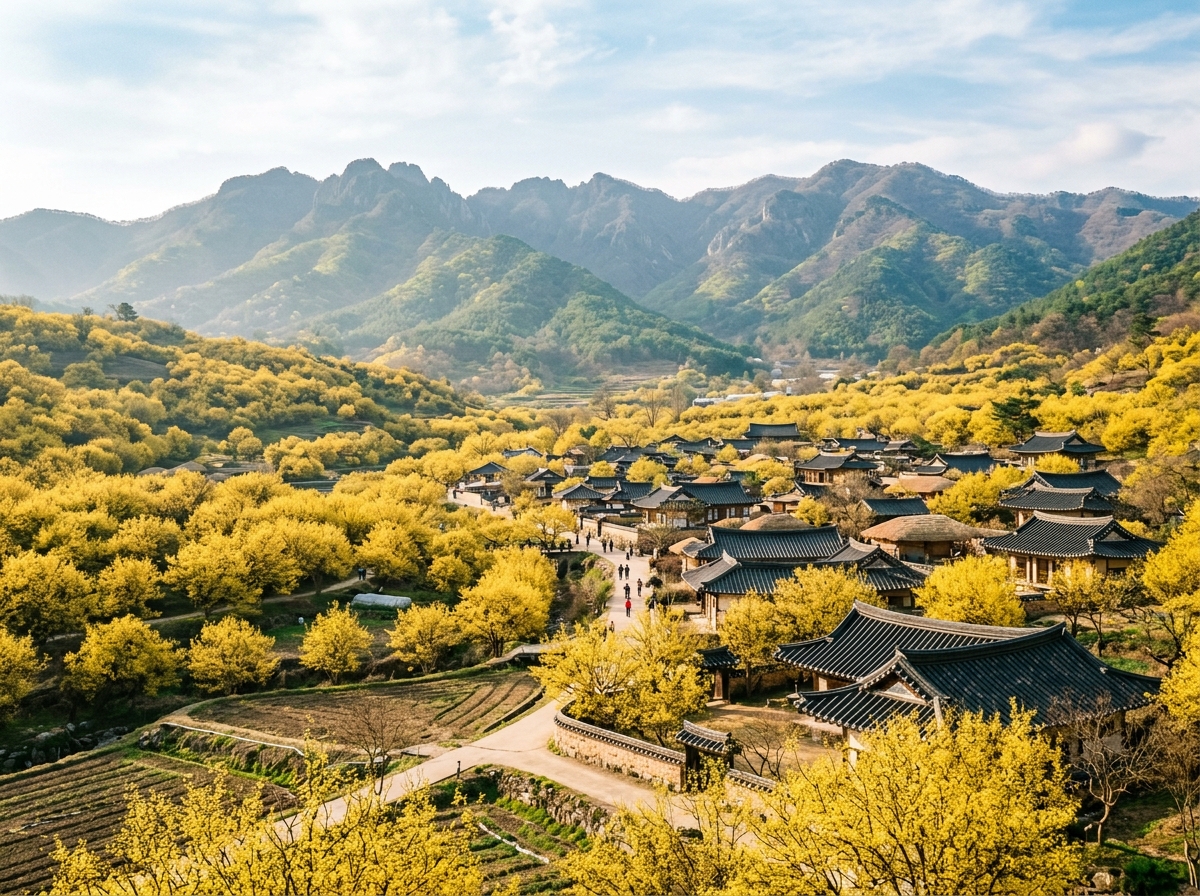 구례 산수유꽃의 노란 풍경