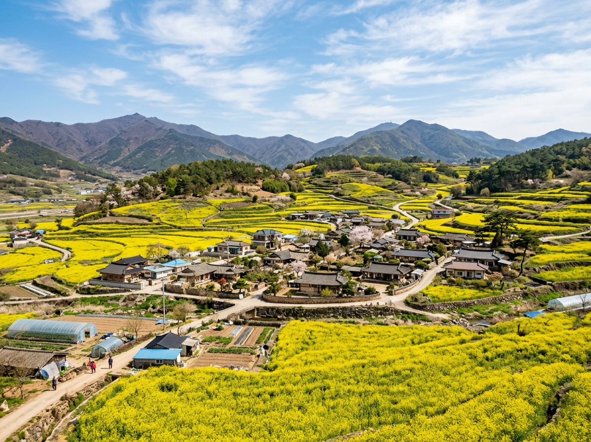 지리산 아래 산동마을 전경