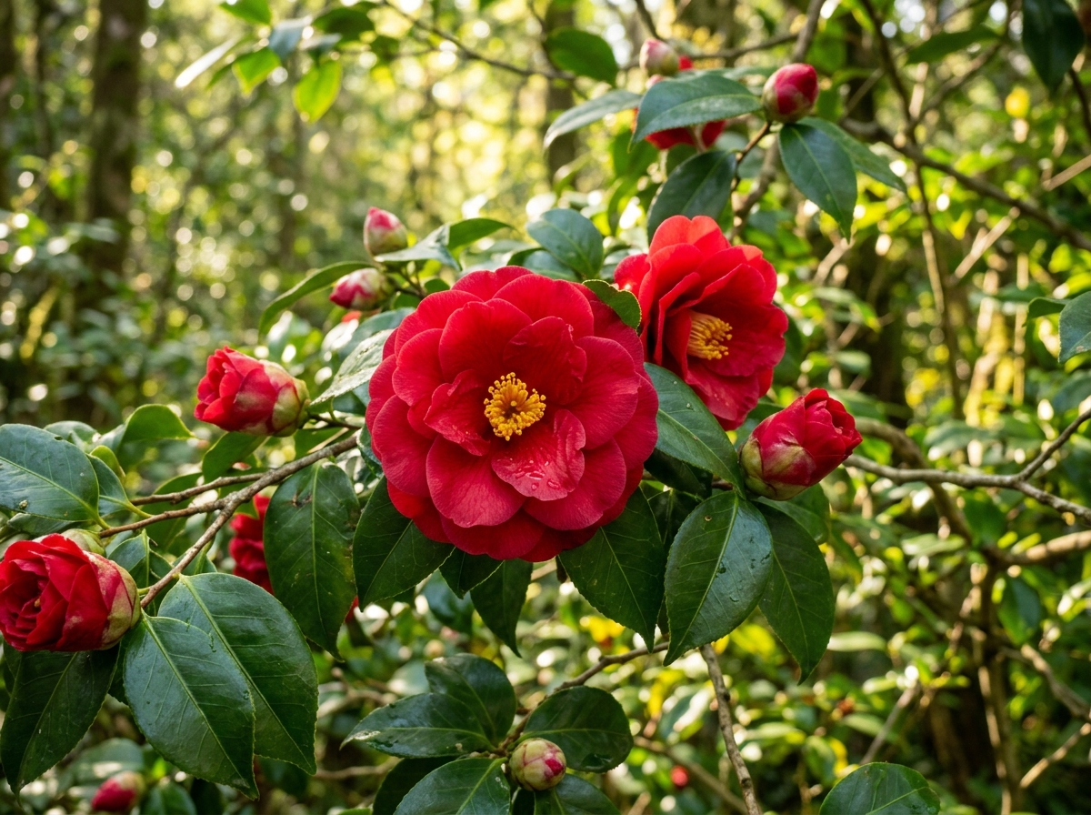 마량리 동백나무숲의 붉은 꽃