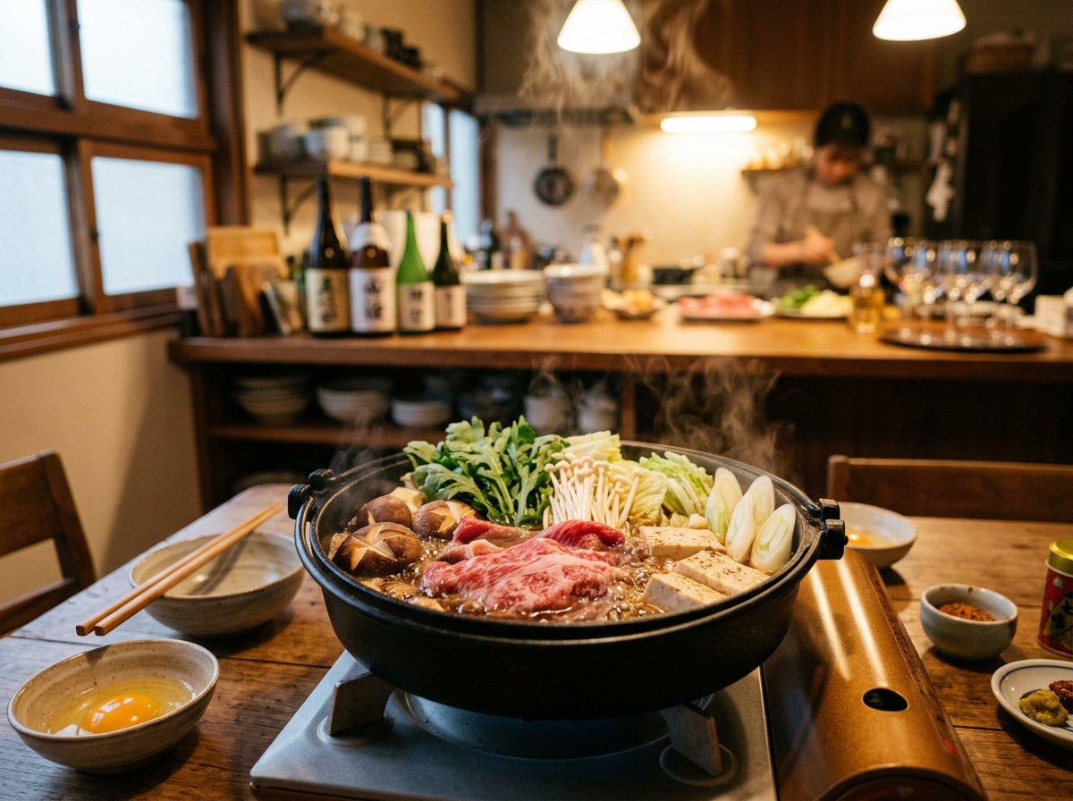 보글보글 끓고 있는 스키야키