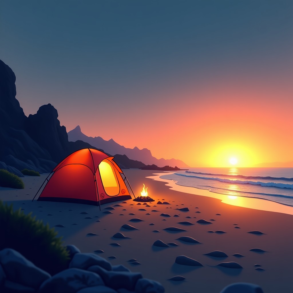 서해안 해변에서 즐기는 나홀로 캠핑