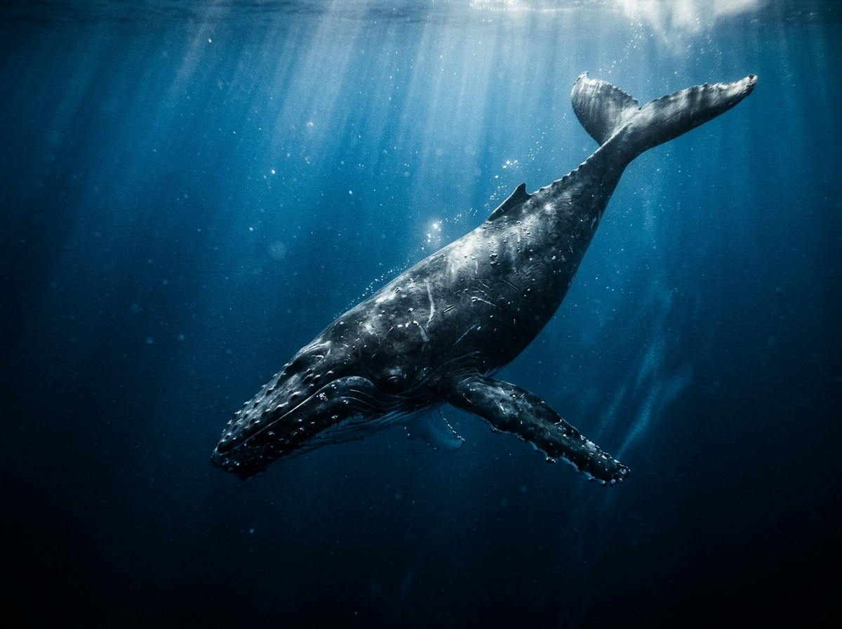 고요한 바다를 유영하는 고래를 형상화한 모습