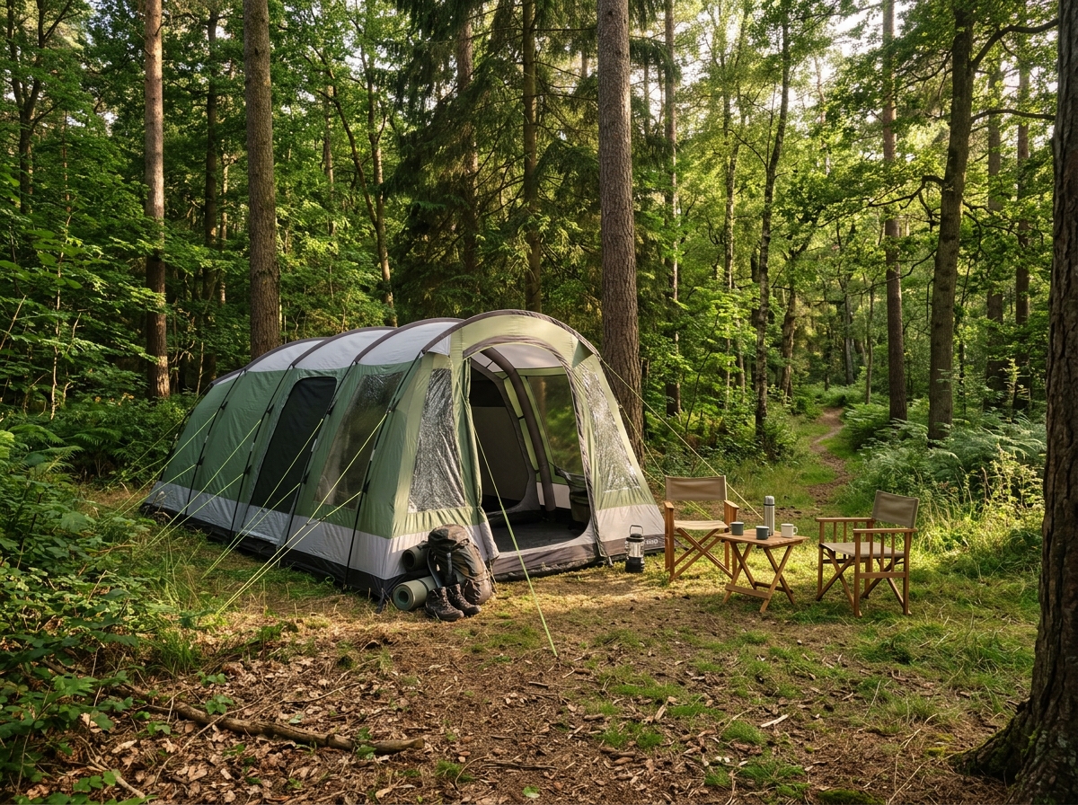 에어텐트 설치와 캠핑 풍경