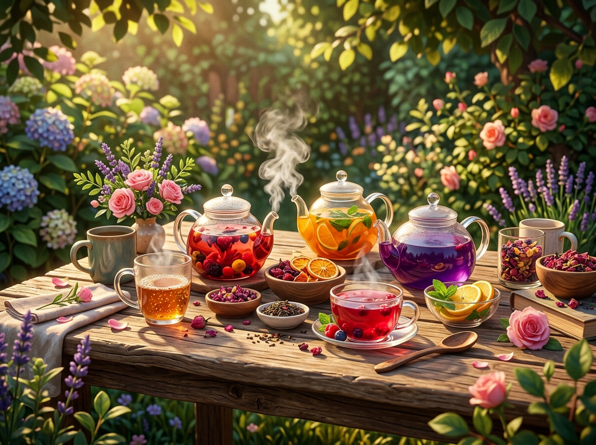 완성된 봄날의 홍차 테이블