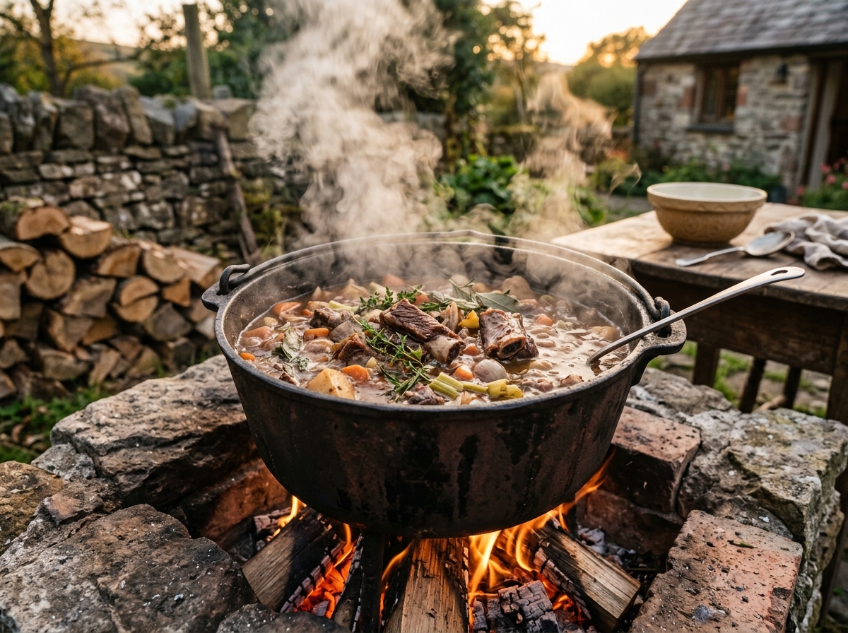 가마솥에서 정성껏 끓이는 갈비찜