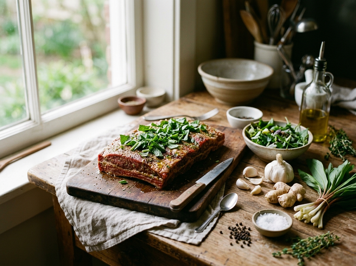 준비된 소갈비 요리 과정