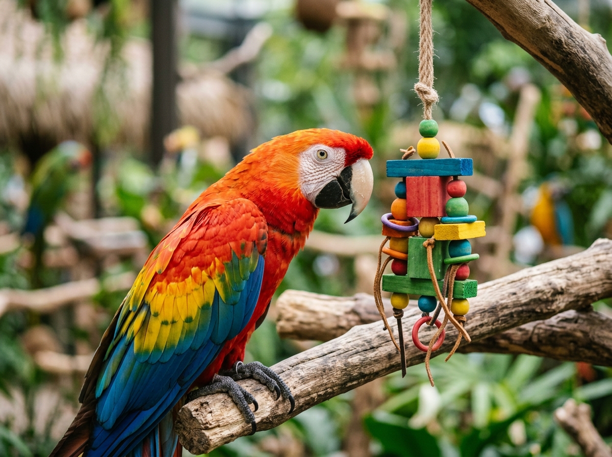 앵무새 학습 도구와 주변 환경