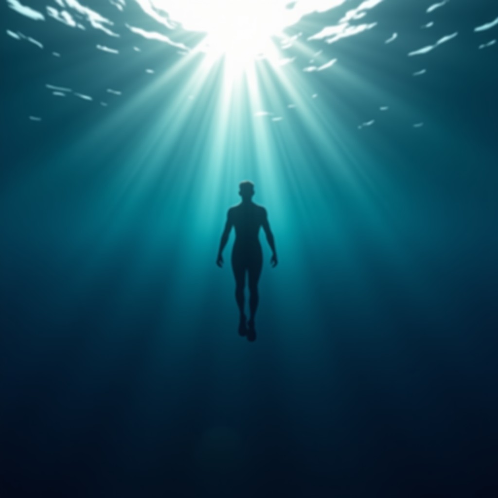 푸른 바다를 향해 뛰어드는 사람