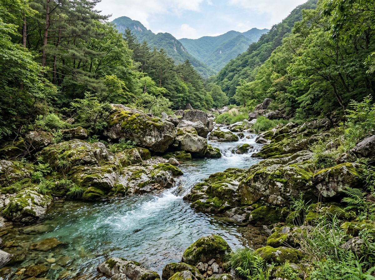 지리산 뱀사골 계곡의 물줄기