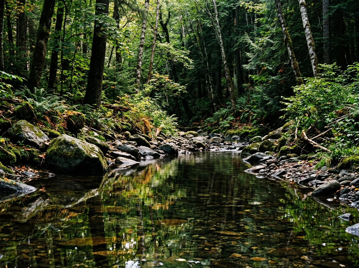 고요한 산속의 작은 하천