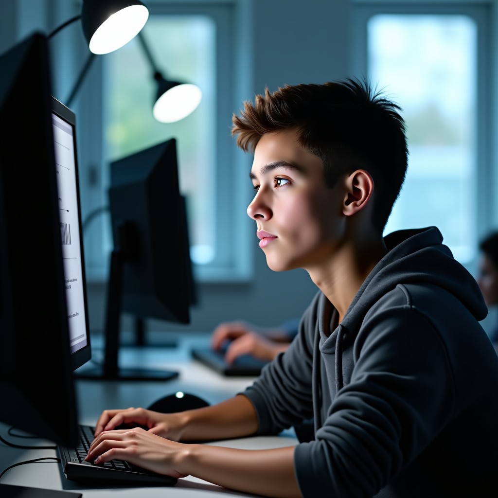 집중하는 모습의 학습자