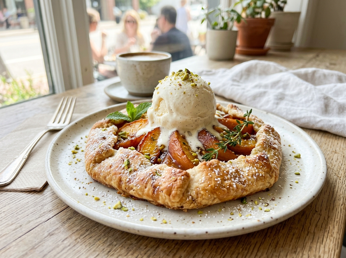 복숭아 갈레트 디저트