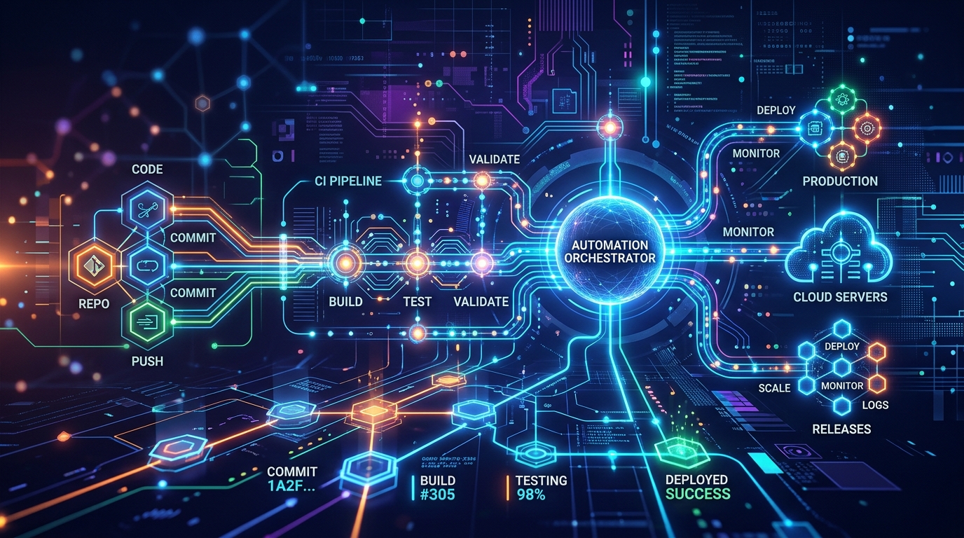 자동화된 배포 프로세스를 시각화한 모습