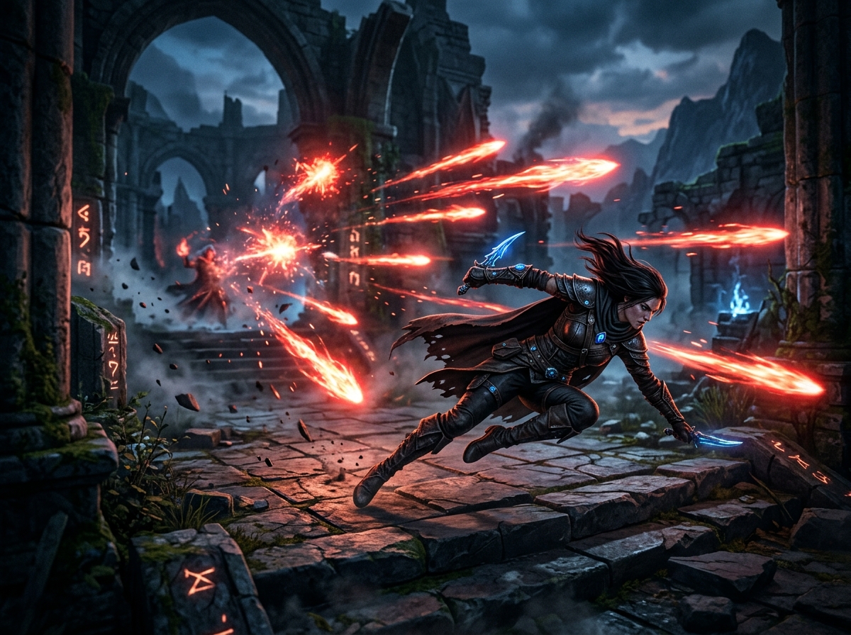 연속 투사체 패턴 대응 모습