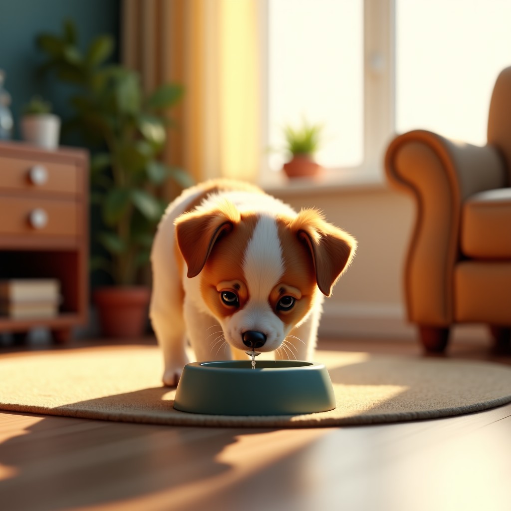 물을 마시는 반려견