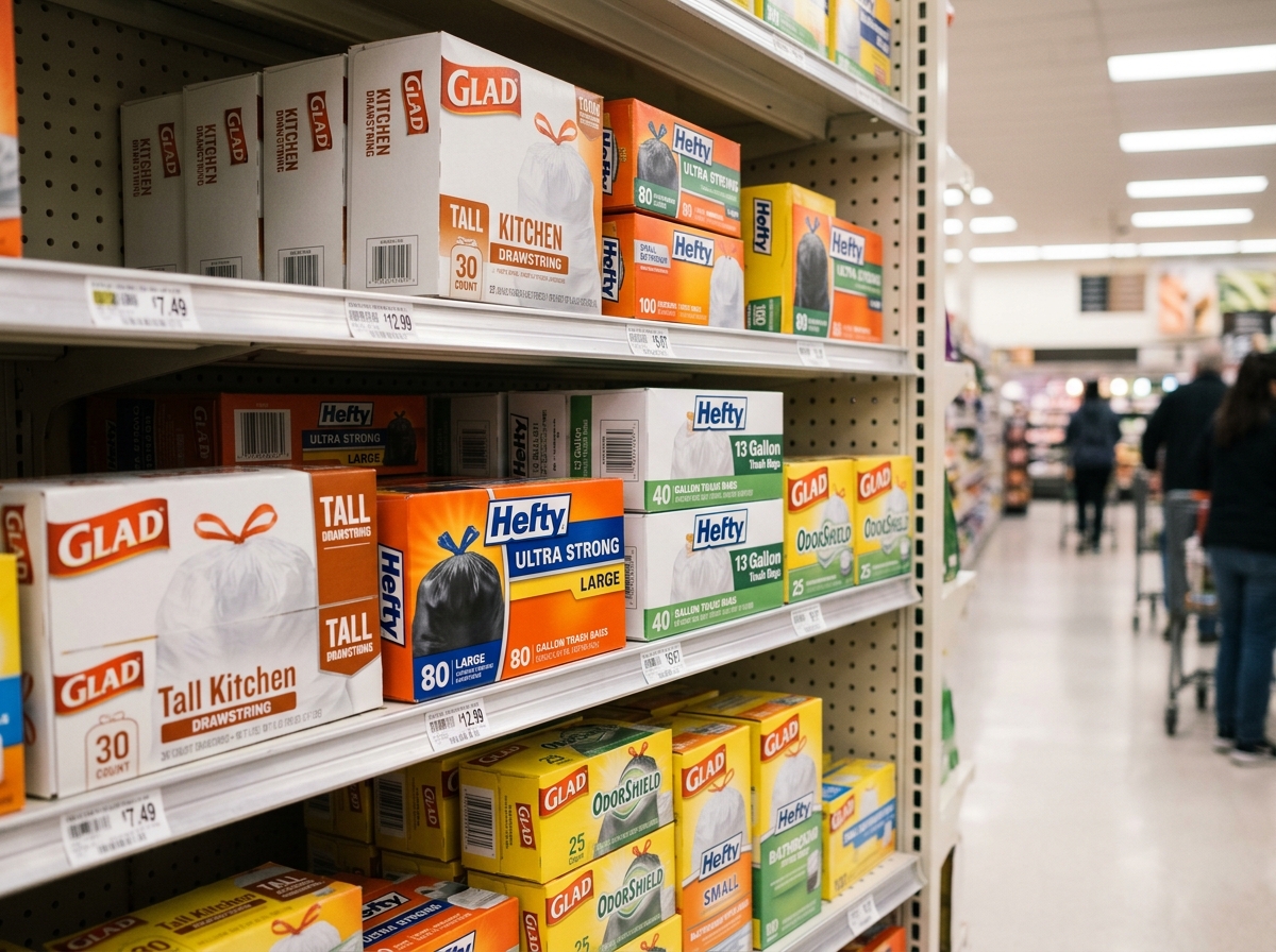 편의점 진열대와 봉투