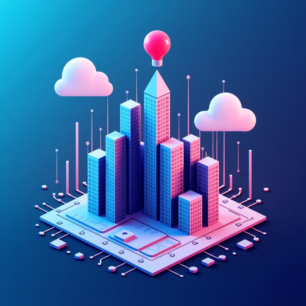 경제 그래프와 도시 풍경