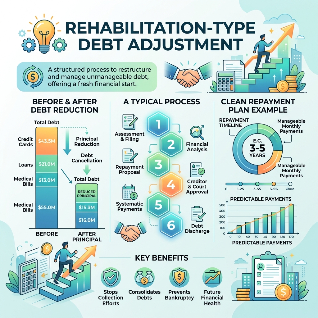 회생형 채무조정의 구조를 설명하는 인포그래픽