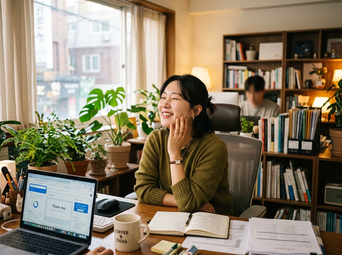 회생형 채무조정을 받는 사람의 행복하게 일하는 모습