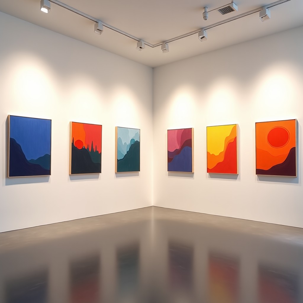 전시장에 전시된 현대미술 작품