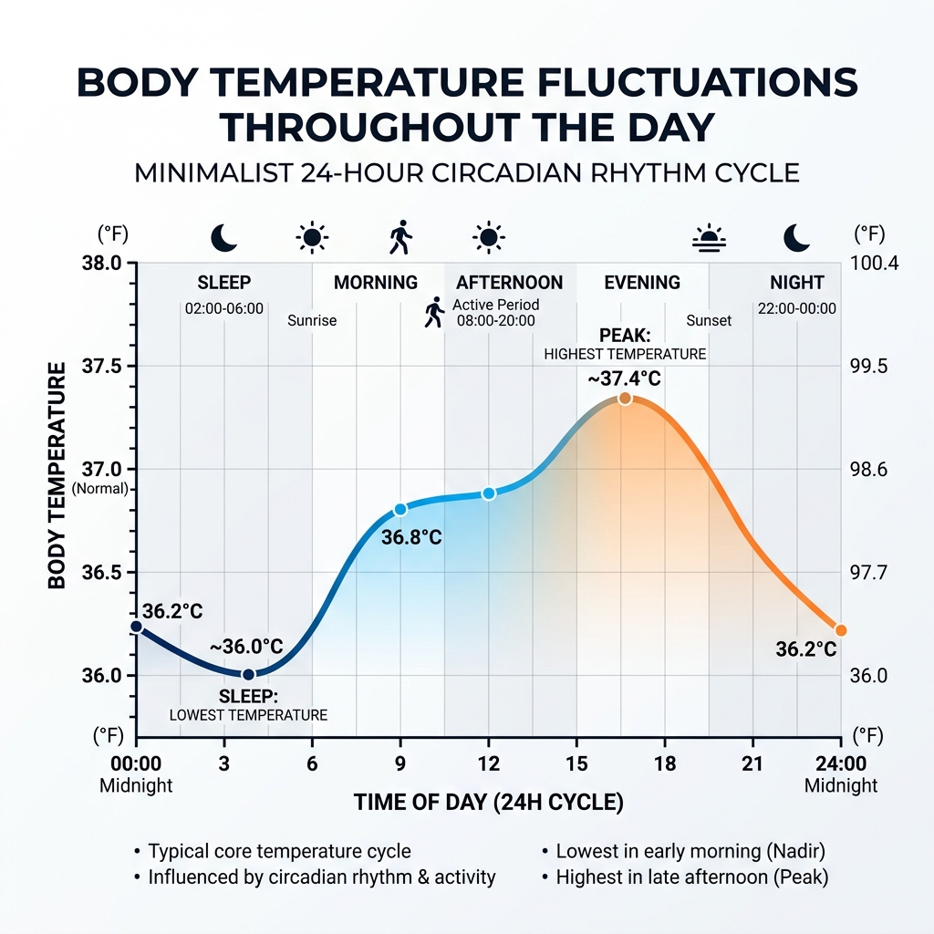 시간대별 체온 변화 인포그래픽