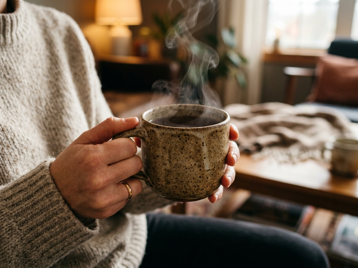 따뜻한 차를 마시는 휴식 시간