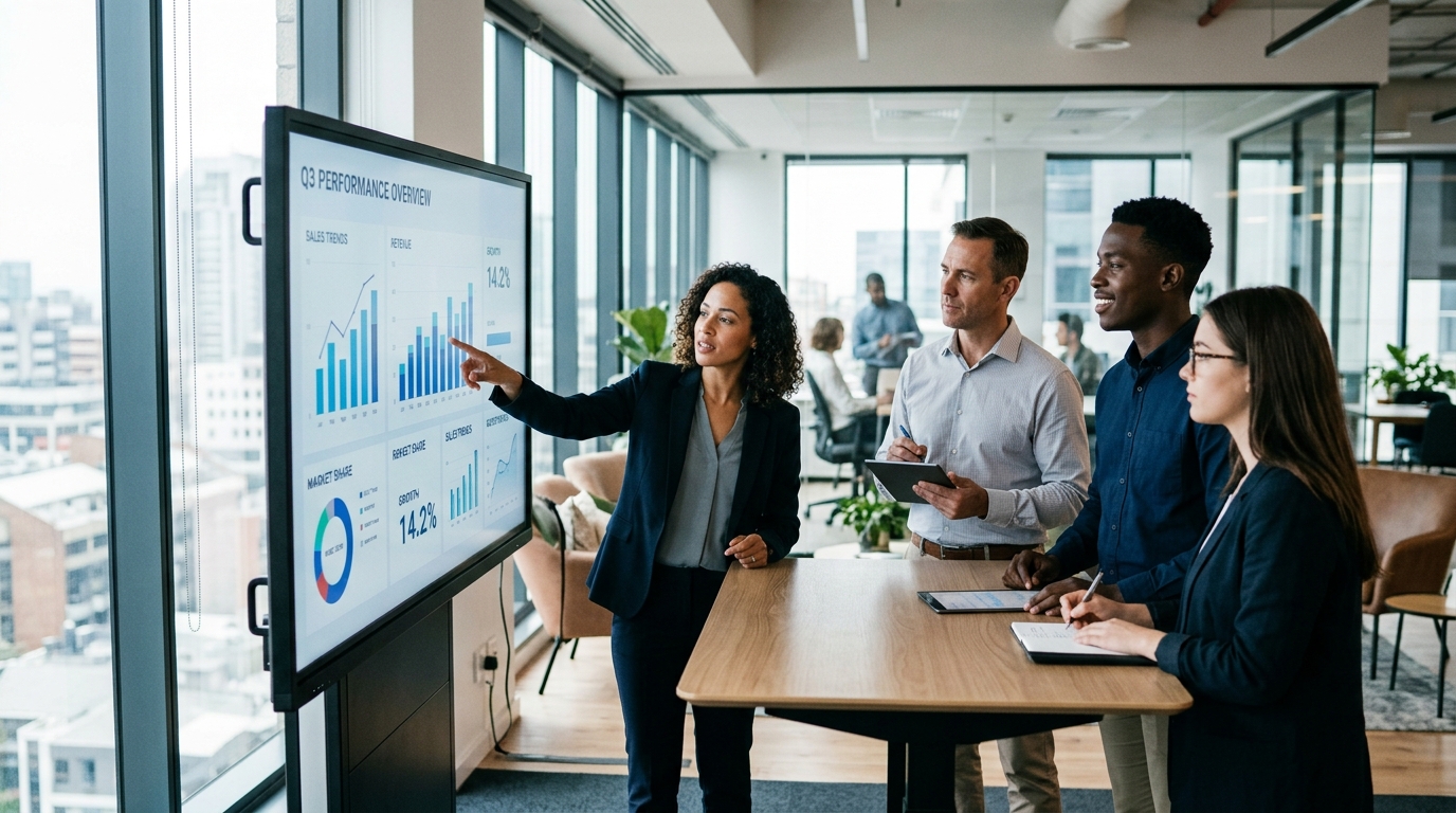 비즈니스 미팅과 디지털 광고