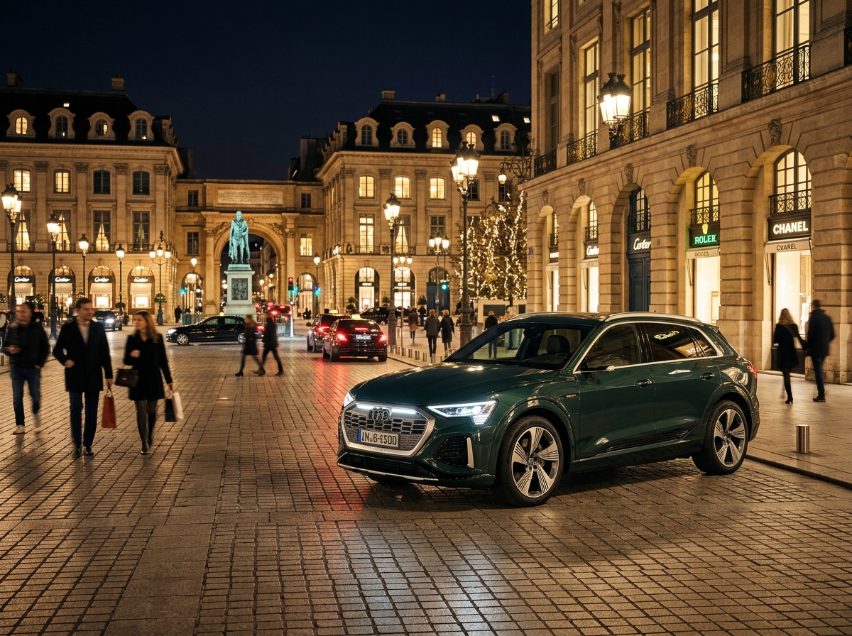 도시 야경과 함께하는 대형 전기 SUV