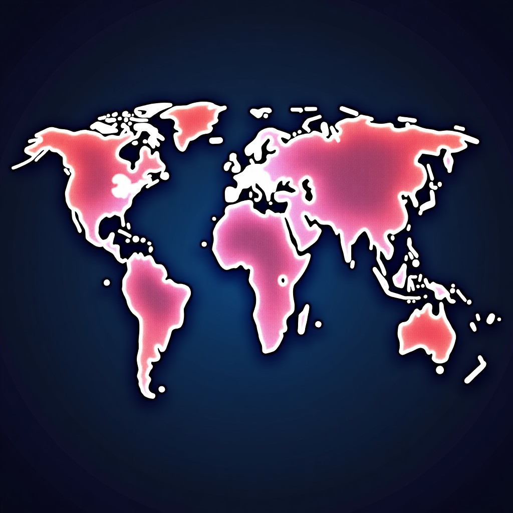 Global communication network interconnected with AI nodes, digital art style, high contrast, vivid colors, 4:3