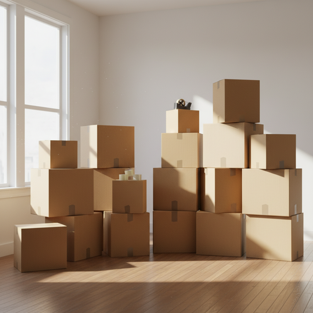 다이소에서 구매한 깔끔한 이사박스들