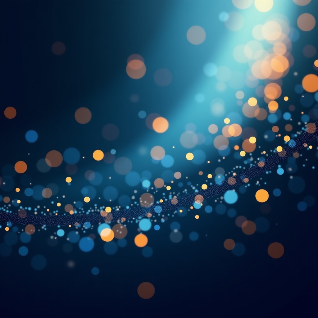 An abstract and artistic background featuring numbers and geometric patterns. Mystic atmosphere with soft glowing elements. Deep blue and gold color palette. High quality digital art. 4:3