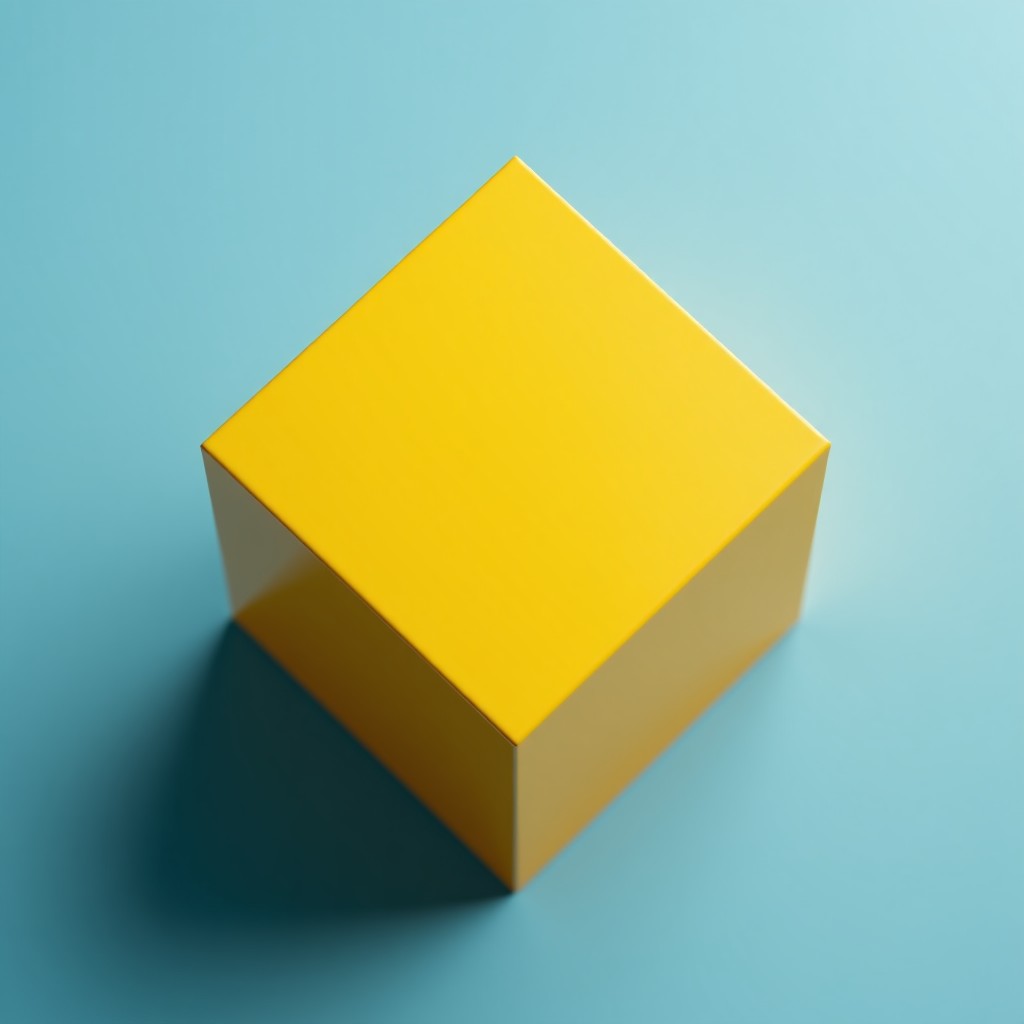 Top down view of a 3x3 cube showing a perfect yellow cross on the top face. The surrounding environment is a modern creative studio. 4:3