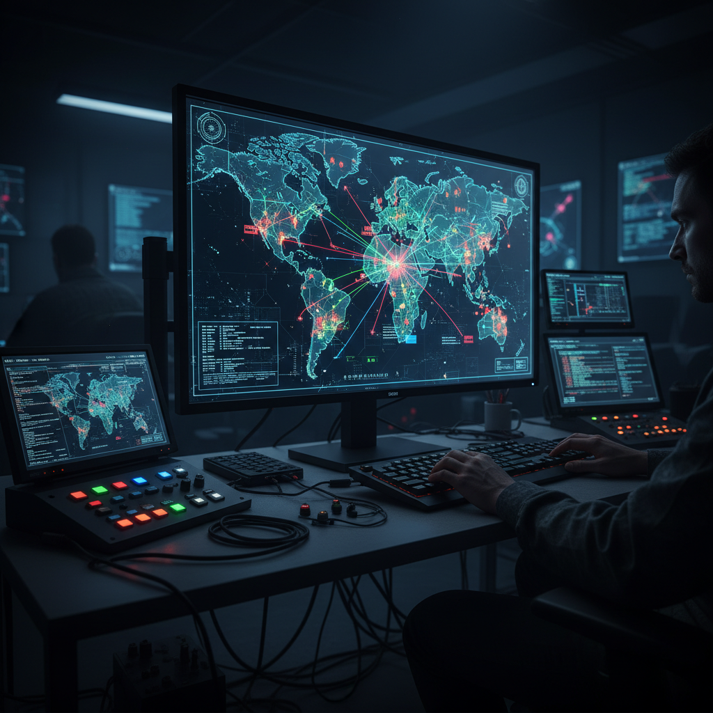 전술 지도 위에 표시된 디지털 데이터 정보