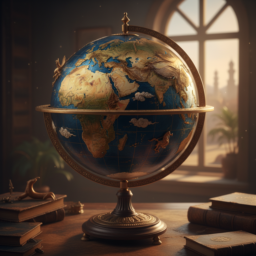 중동 지역의 긴장감을 나타내는 지도와 군사 장비