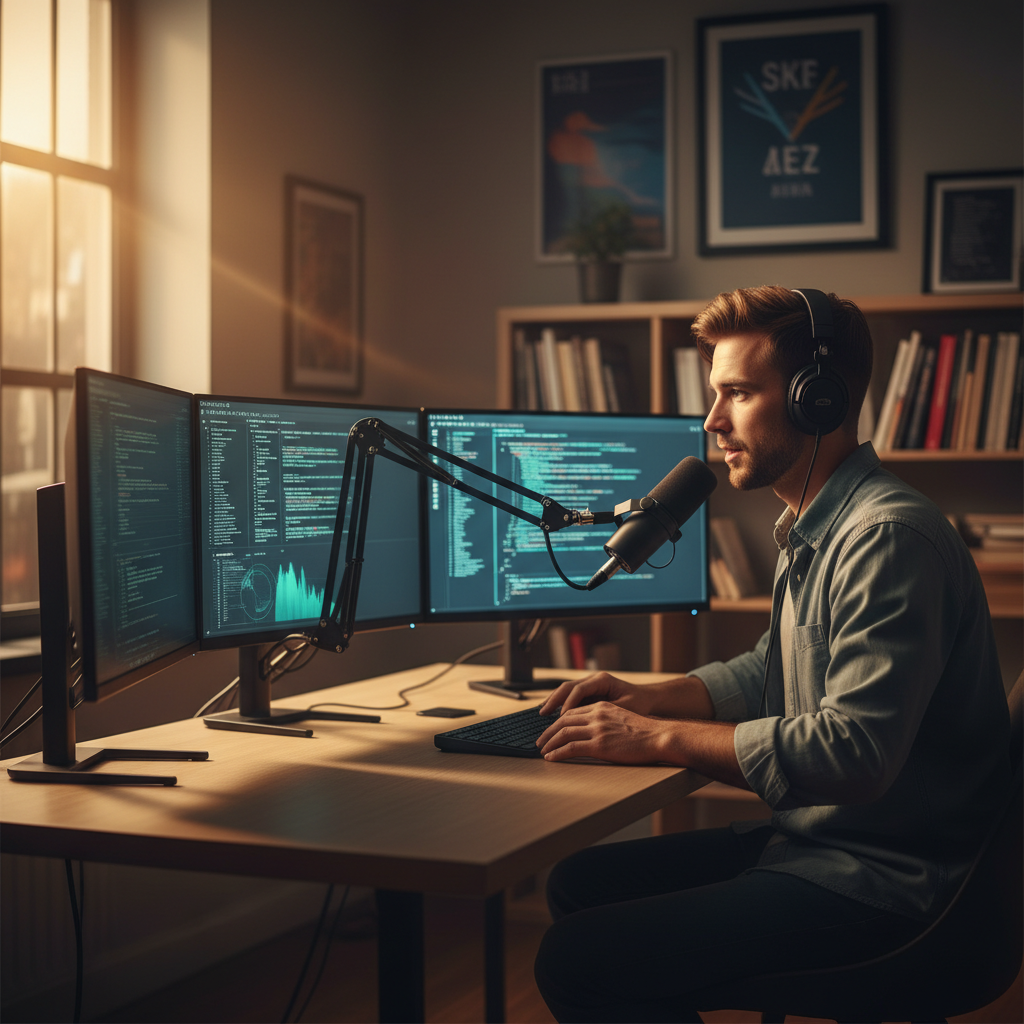 현대적인 개발 환경에서 AI 어시스턴트를 활용하는 모습